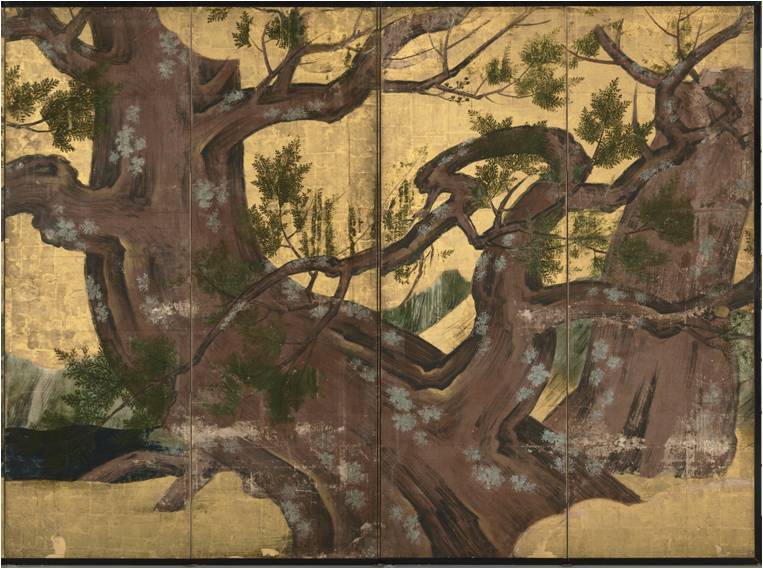 国宝-絵画｜檜図屏風（狩野永徳）［東京国立博物館］ | WANDER 国宝